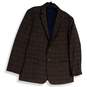 Mens Brown Plaid Long Sleeve Single Breasted Two Button Blazer Size 46 Long image number 1
