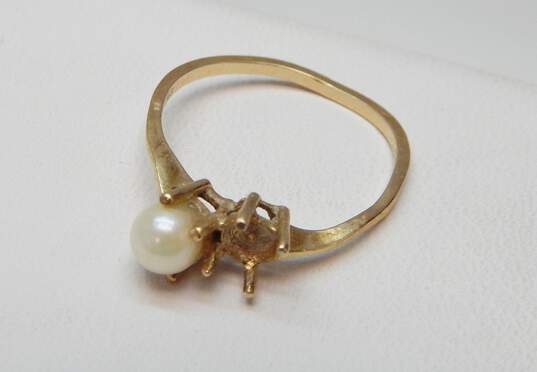 14k Yellow Gold Pearl Toi Et Moi Ring For Repair 1.5g image number 3