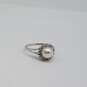 14k White Gold Melee Diamond w/Solitaire FW Pearl Sz 7 Ring 2.0g image number 4
