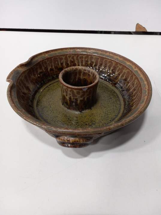 Handmade Green & Brown Pottery Bowl image number 4
