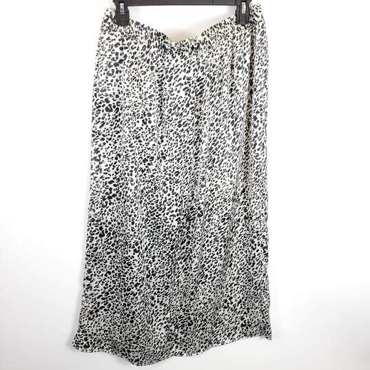 Zara Women White Leopard Print Split Skirt L NWT image number 1
