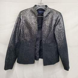 Jones New York Signature Petite Black & Silver Fade Full Zip Jacket Size 8P