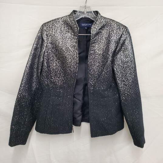 Jones New York Signature Petite Black & Silver Fade Full Zip Jacket Size 8P image number 1