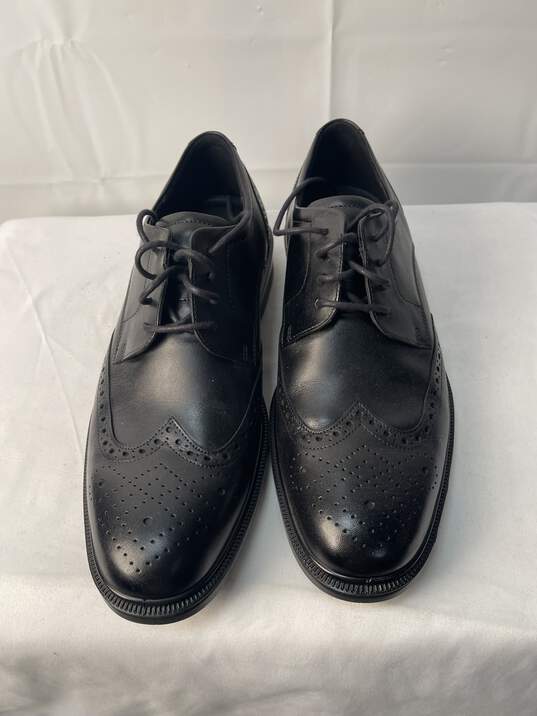 Mens Ecco Black Tie Up Dress Shoes Size 9 image number 1