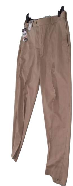 NWT Mens Tan Regular Fit Flat Front Dress Pants Size 34x30 alternative image