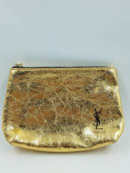 Authentic YSL Beauty Crinkled Gold Cosmetic Pouch