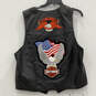Mens Black Leather Sleeveless Button Front Motorcycle Vest Size 2XL image number 2