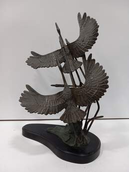 Vintage  Chinese Bronze Cranes in Flight Sculpture