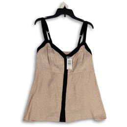 NWT Womens Beige Black V-Neck Adjustable Strap Camisole Tank Top Size L
