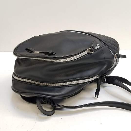 Nine West Quilted Black Leather Backpack image number 5