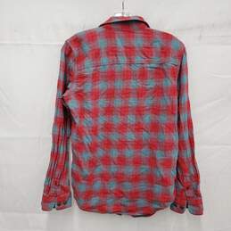 Filson MN's Flannel Red & Blue Teal Plaid Shirt Size M alternative image