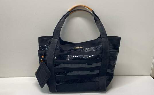 MZ Wallace Ava Black Sequin Canvas Tote Bag image number 1