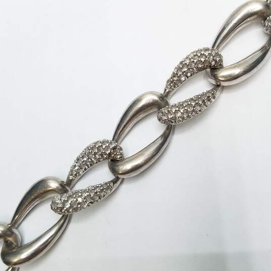Sterling Silver Diamond Oval & Smooth Link 7in Bracelet 28.3g image number 4