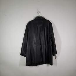 Womens Leather Long Sleeve Collared Mid-Length Button Front Jacket Size 2X alternative image