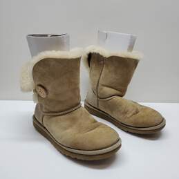 UGG Boots Tan Baily Button Womens 5803 Sheepskin Wool Sz 7