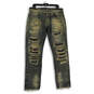 Mens Gold Blue Denim 5-Pocket Design Straight Leg Jeans Size 34/32 image number 1
