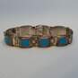Mexico Sterling Silver Turquoise-Like Inlay Panel Bracelet 44.8g image number 1
