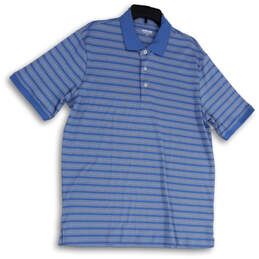 Mens Blue Striped Traditional Fit Short Sleeve Polo Shirt Size L/T 42-44