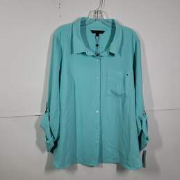NWT Womens Collared Long Sleeve Chest Pocket Button-Up Shirt Size XXL