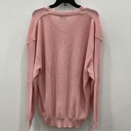 Womens Pink Knitted Long Sleeve V-Neck Regular Fit Pullover Sweater Sz XXL alternative image