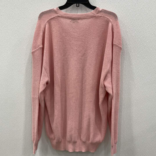 Womens Pink Knitted Long Sleeve V-Neck Regular Fit Pullover Sweater Sz XXL image number 2