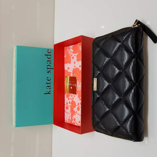 Buy the Kate Spade Black Quilted Wallet IOB | GoodwillFinds