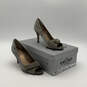 NIB Wiomens Pimba Platinum Nizzafab Silver Peep Toe Stiletto Pump Heels Size 6.5 image number 5
