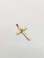 Vintage 10K Two Tone Gold Diamond Accent Etched Cross Pendant 1.0g image number 1