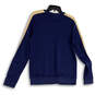 Womens Blue Beige Long Band Sleeve Casual Pullover Sweatshirt Size Large image number 2