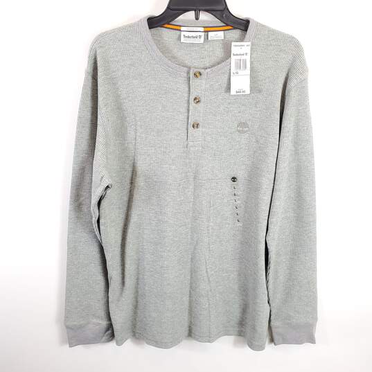 Timberland Men Grey Waffle Long Sleeve Top L NWT image number 1