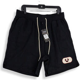 NWT Mens Black Adjustable Waist Slash Pocket Pull-On Sweat Short Size L