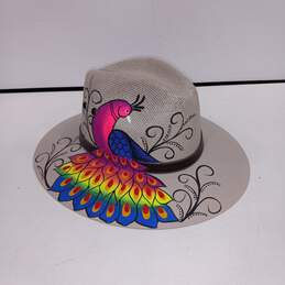Madalais Men's Hand Painted Peacock Cowboy Hat Size M
