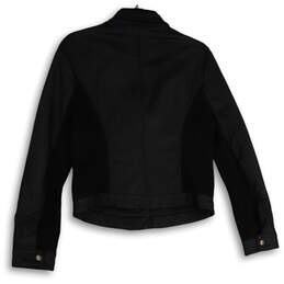 Womens Black Long Sleeve Asymmetrical Zip Motorcycle Jacket Size Medium alternative image