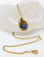 Vintage 14K Yellow Gold Star Sapphire & Diamond Accent Pendant Necklace 2.7g image number 2