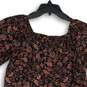 Roan + Ryan Womens Black Scarlett Floral Square Neck Puff Sleeve Mini Dress Sz S image number 4