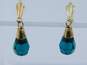 14K Yellow Gold Green Glass Drop Earrings 1.5g image number 1