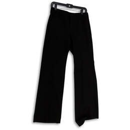 Womens Black Flat Front Slash Pockets Bootcut Leg Dress Pants Size 2