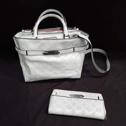 2PC Teal Satchel Style Handbag & Matching Wallet