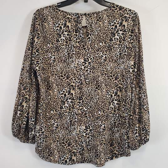 Adrianna Papell Women Brown Leopard Top M image number 2