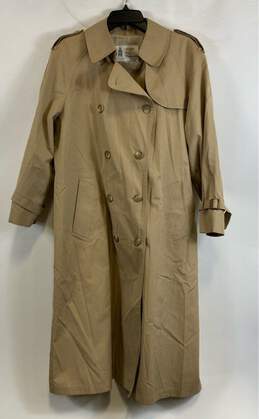 London Fog Womens Brown Long Sleeve Double Breasted Trench Coat Size 16