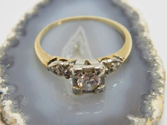 Vintage 14K Two Tone Gold 0.38 CTTW Diamond Engagement Ring 2.1g image number 1