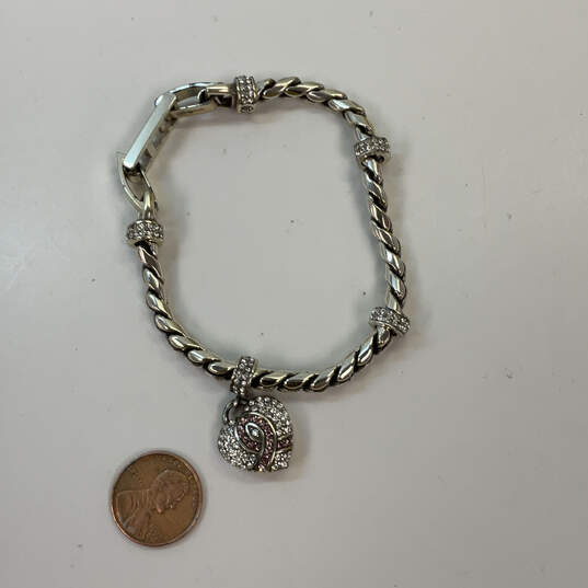 Designer Brighton Silver-Tone Chain Heart Shape Love Charm Bracelet w/ Bag image number 3