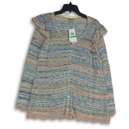 NWT Democracy Womens Multicolor Striped Knitted Cardigan Sweater Size Large image number 1