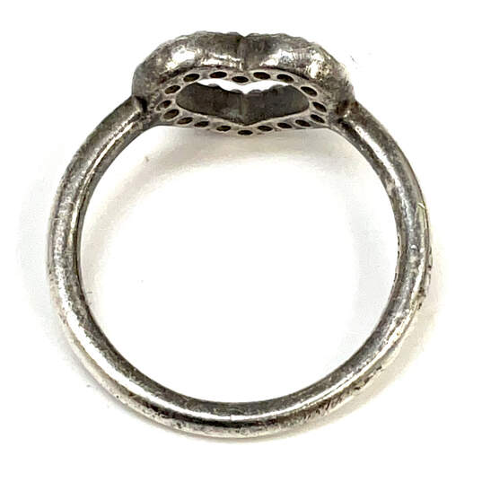 Designer Pandora S925 ALE 52 Sterling Silver Rhinestone Heart Band Ring image number 2
