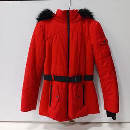 Michael Kors Red Puffer Style Pea Coat Size M