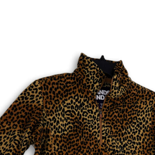 Womens Multicolor Leopard Print Mock Neck 1/4 Zip Fleece Jacket Size S/P image number 3