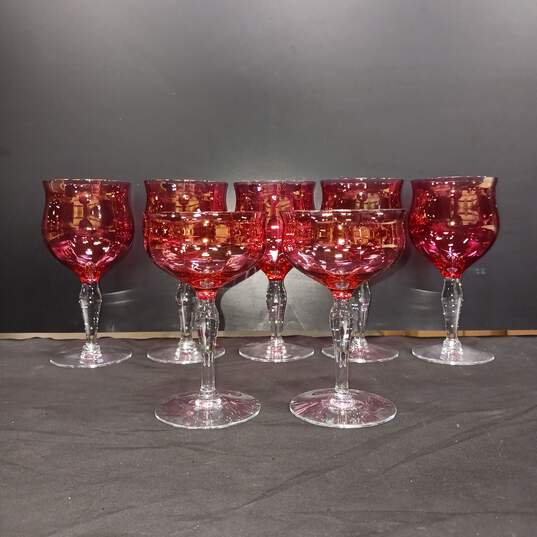 Set of 7 Pink Drinking Glasses image number 2