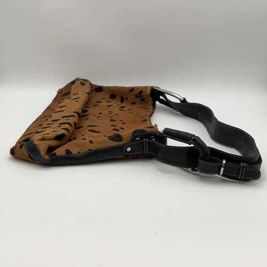 Womens Brown Animal Print Inner Zip Pocket Adjustable Strap Shoulder Bag image number 3