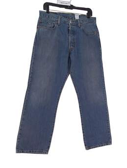 Mens Blue Denim Medium Wash Pockets Casual Straight Jeans Size 34x30