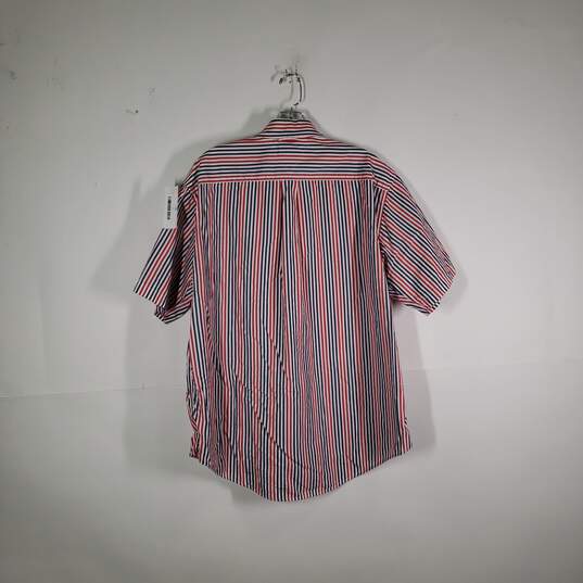 Mens Striped Short Sleeve Collared Button-Up Shirt Size Medium image number 2